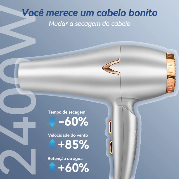 Secador de Cabelo Profissional 2400W: Íons, Infravermelho - Secagem Ultra Rápida e Cabelos Deslumbrantes!