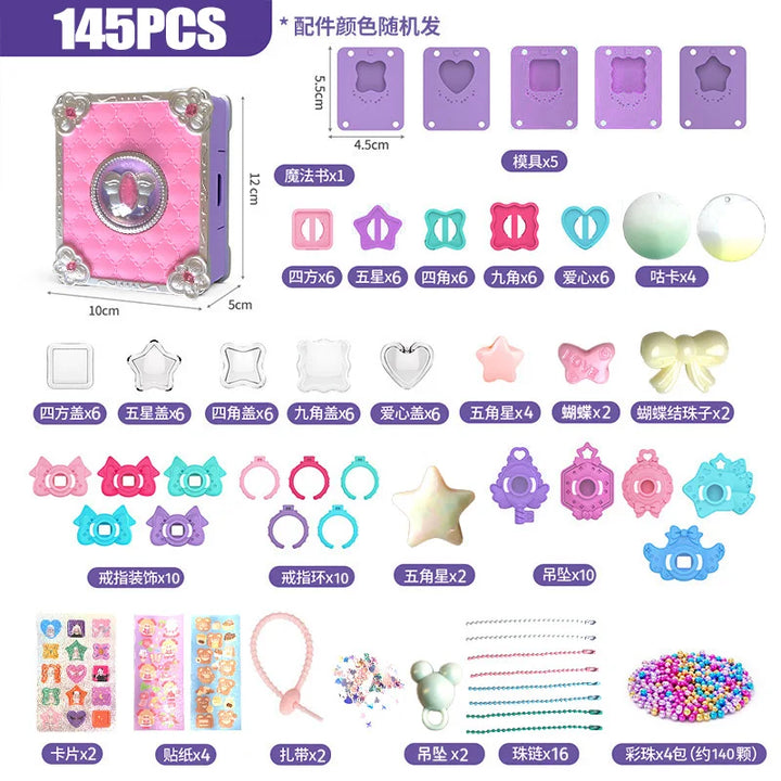 Kit Joias DIY Crianças Anéis Adesivos Estimula Criatividade