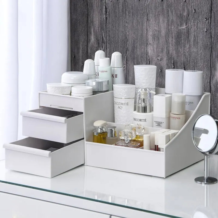 Nova Gaveta Maquiagem Caixa De Armazenamento Dormitório Acabamento Prateleira De Plástico Cosméticos Cuidados Com A Pele Dressing Table Desktop by Casa Perfeita