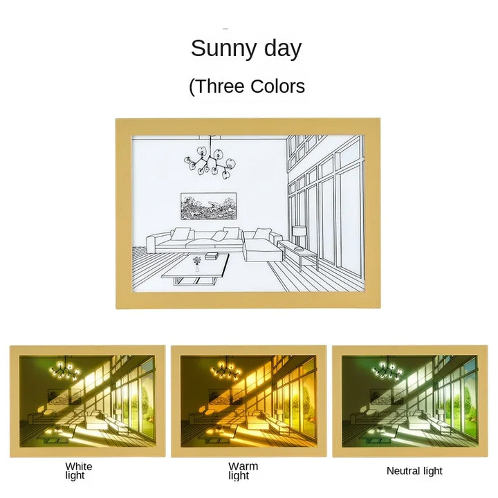 Luz LED Pintura com Moldura De Madeira, Lâmpada Da Noite, Presentes De Aniversário, Decoração De Imagem, Artes Da Parede by Casa Perfeita