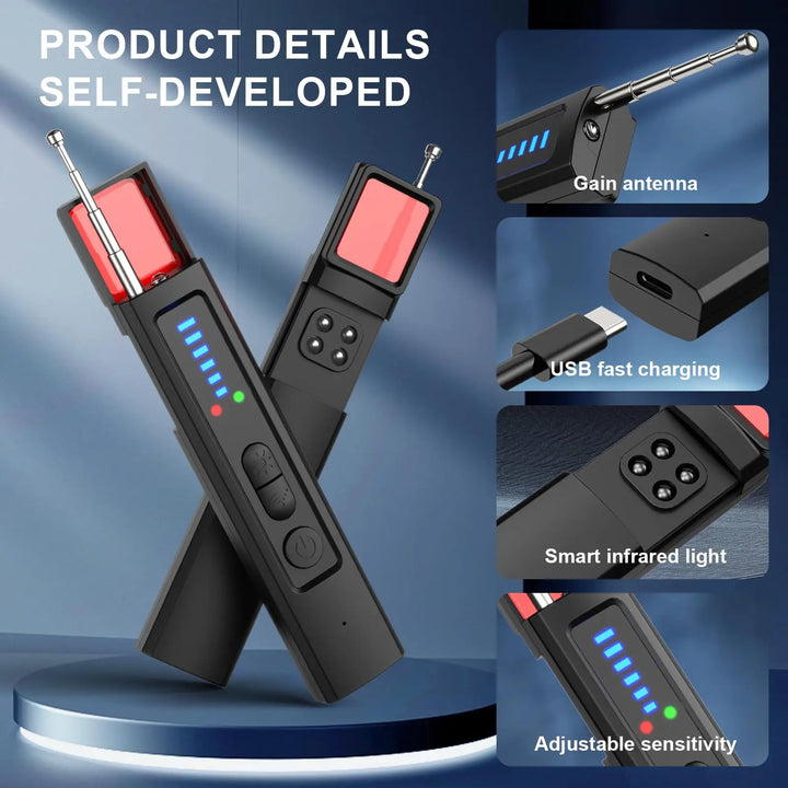 Detector de Câmera Oculta Infravermelho GPS Escuta Discreta