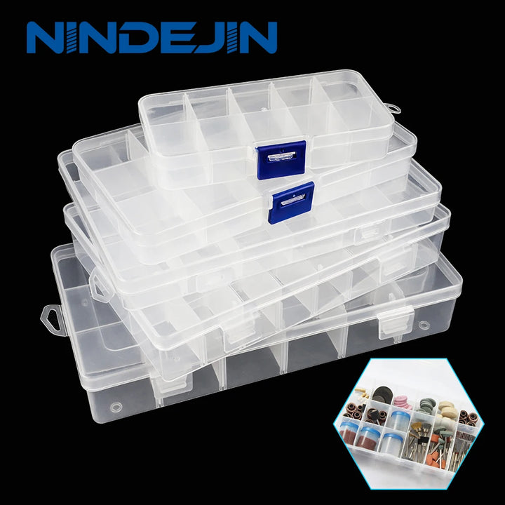 Nindejin multi grades caixa de plástico compartimento ajustável caixa organizadora de jóias eco-friendly pp transparente caixa de parafuso de jóias by Casa Perfeita