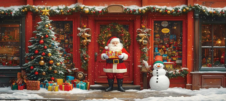 Fundo Natal Vermelho Grande Banner Pano de Fundo Papai Noel