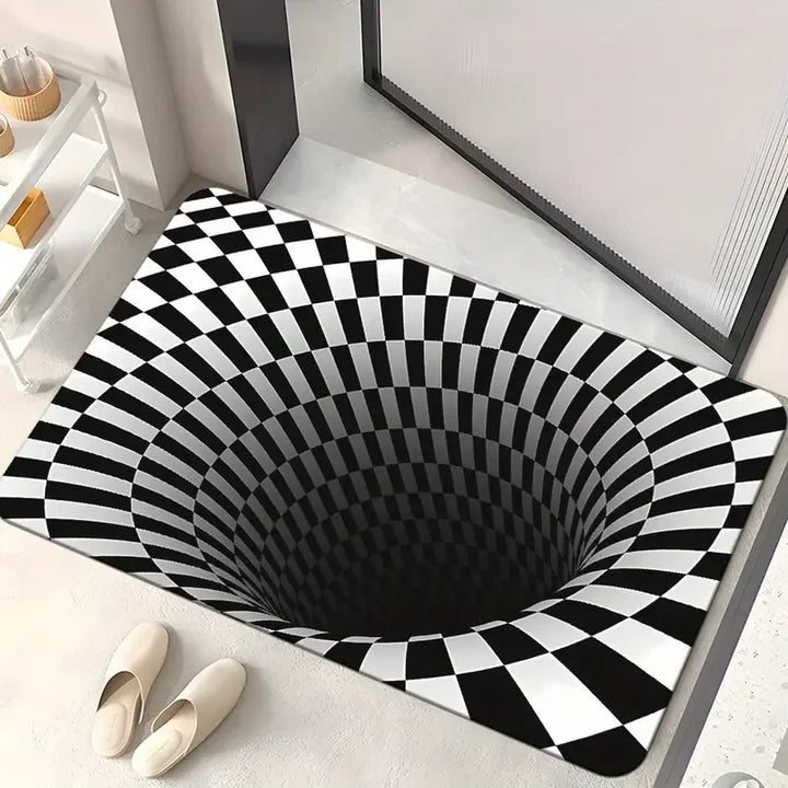 Tapete Veludo 3D Ilusão Óptica Capacho Porta Entrada