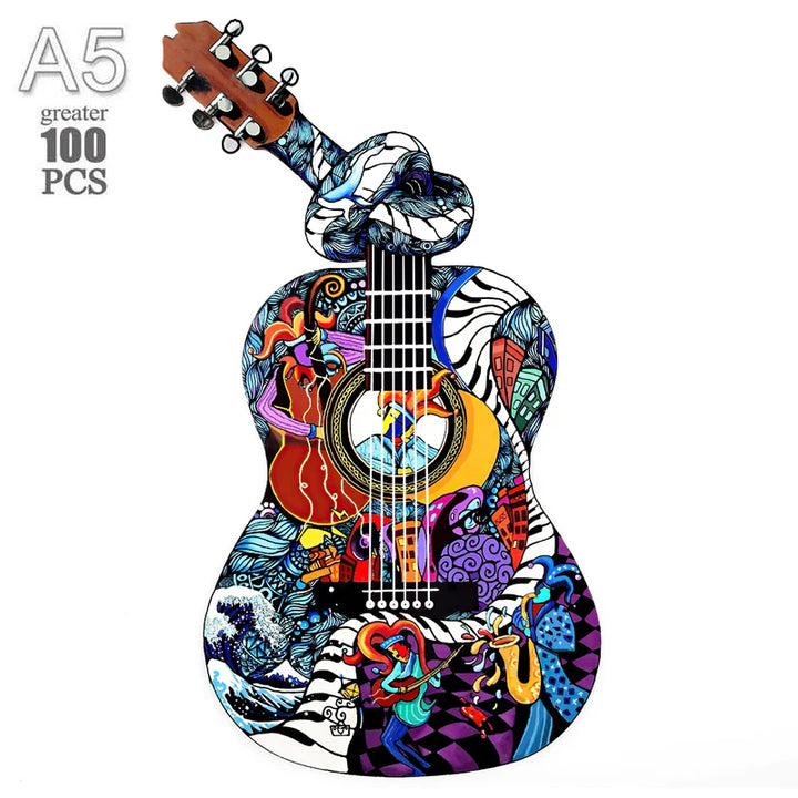 Guitarra De Madeira Quebra Cabeças 3D Educativa Infantil