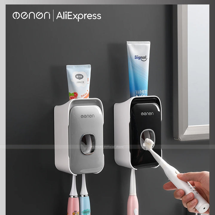 Dispensador de pasta de dente com suporte de escova de dentes montado na parede conjuntos de acessórios de banheiro