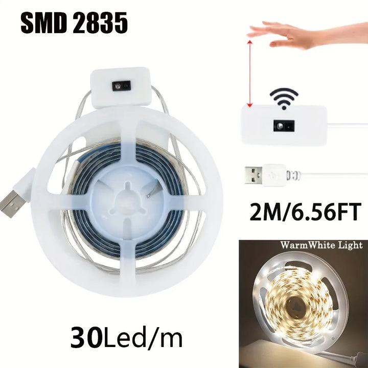 Luzes de tira led de varredura manual 1m 2m 3m 5m tira led com interruptor de sensor de movimento de varredura manual para cozinha escadas guarda-roupa