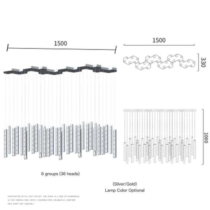 Nordic ouro/prata led lustre de teto sala estar jantar restaurante bar loja balcão casa luxo decoração combinável luz by Casa Perfeita