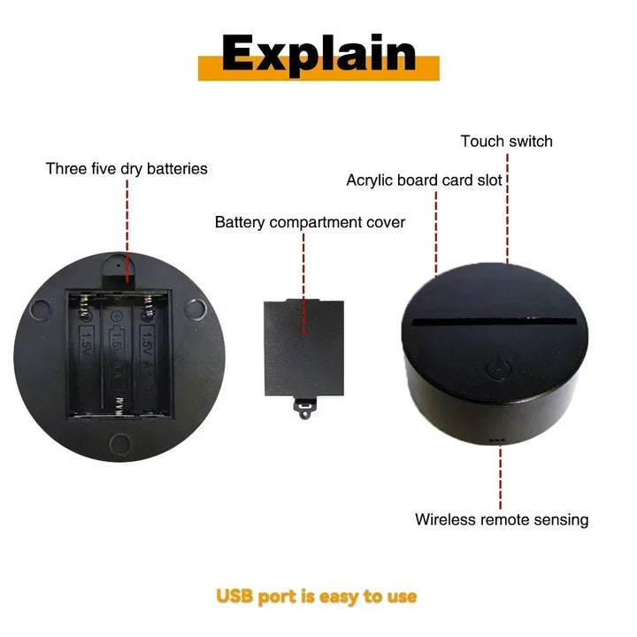 Led night light ilusão ponto lâmpadas de controle remoto toque inteligente decoração do quarto casa lâmpada natal dia dos namorados presentes aniversário by Casa Perfeita