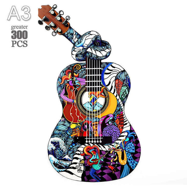 Guitarra De Madeira Quebra Cabeças 3D Educativa Infantil