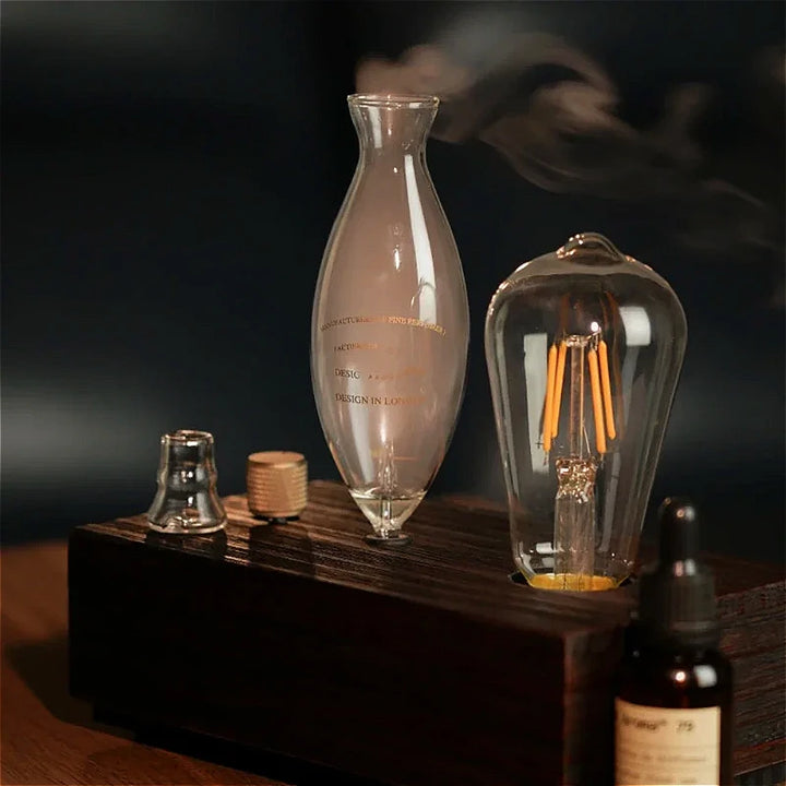 Difusor Nebulizador de Óleos Essenciais Puro e Sem Água | Design Madeira e Vidro