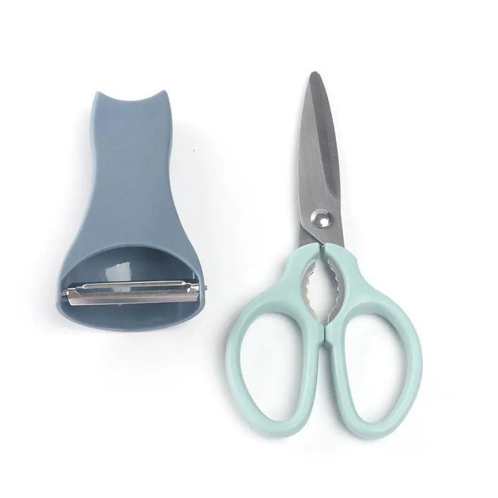 Tesouras de cozinha multiuso, tesoura 2 em 1 de aço inoxidável com descascador de vegetais para ervas, frango, peixe, máquina de lavar louça segura by Casa Perfeita