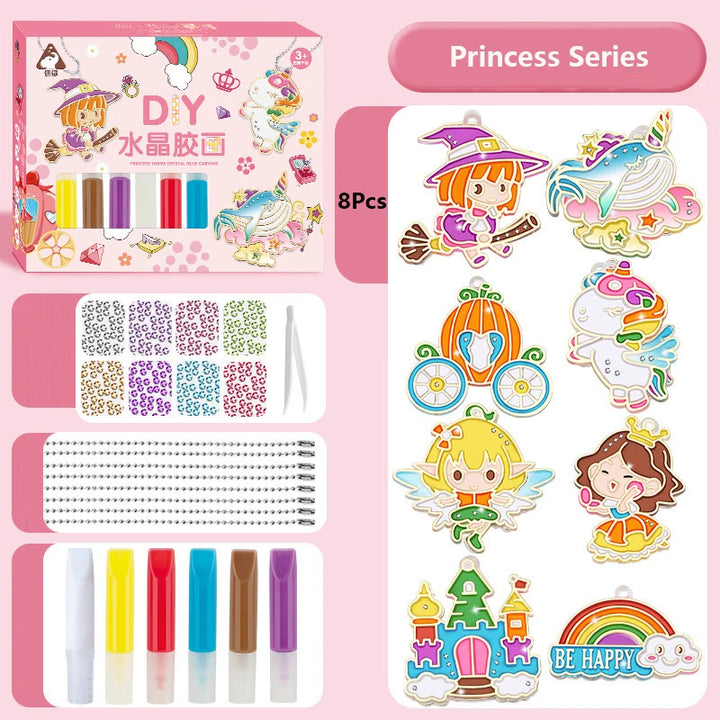 Kit Pintura Cristal Crianças Brilho Cintilante Suncatcher