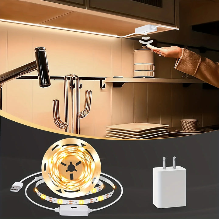 Fita LED Inteligente c/ Sensor de Gestos e Dimmer USB | Luz para Armários e Cozinha