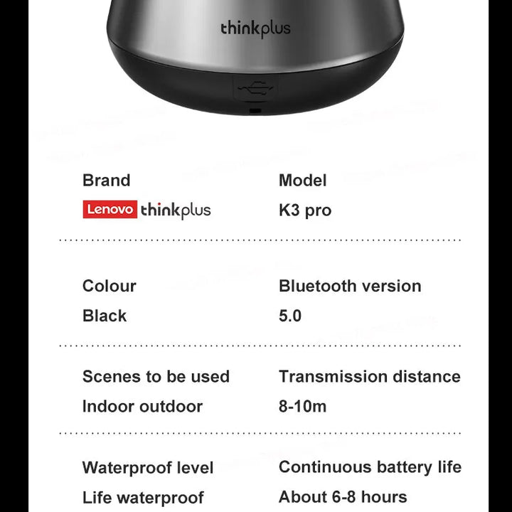 Original lenovo k3 pro bluetooth v5.0 alto-falante grande áudio com som de graves profundos ao ar livre soundbox música portátil acampamento alto-falante