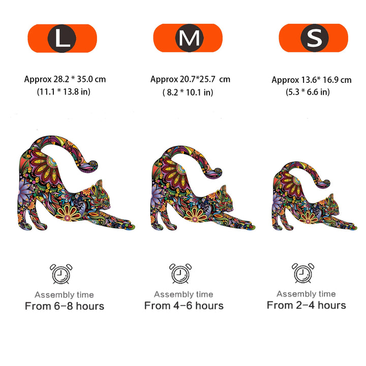 Quebra Cabeça De Madeira Exclusivo Flores E Gatos Adultos