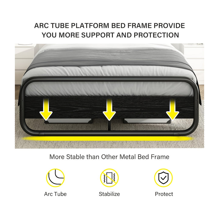 Cama Metálica com Cabeceira de Madeira e Armazenamento