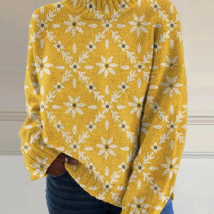 Suéter Feminino Gola Alta Estampa De Natal Confortável