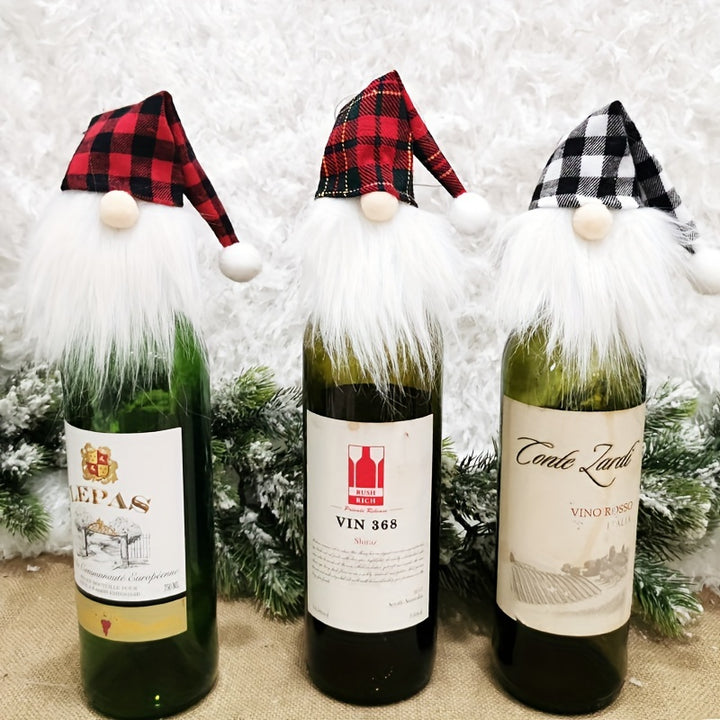 Conjunto de 6 Capas para Garrafa de Vinho Natal Gnomos