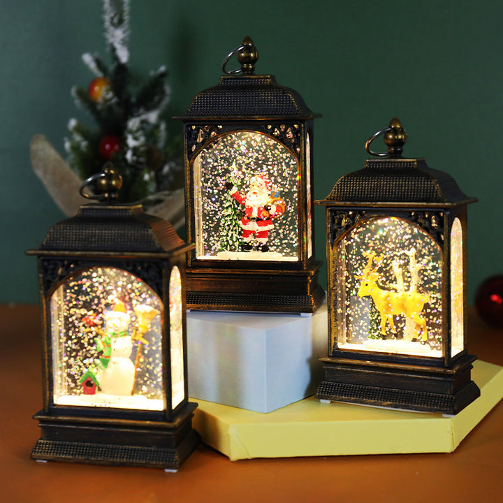 Christmas Decoration Luminous Water Injection Flat Storm Lantern Desktop Decoration by 253444