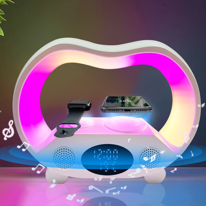 Luminária Inteligente 6 em 1 – Carregador Sem Fio + Bluetooth