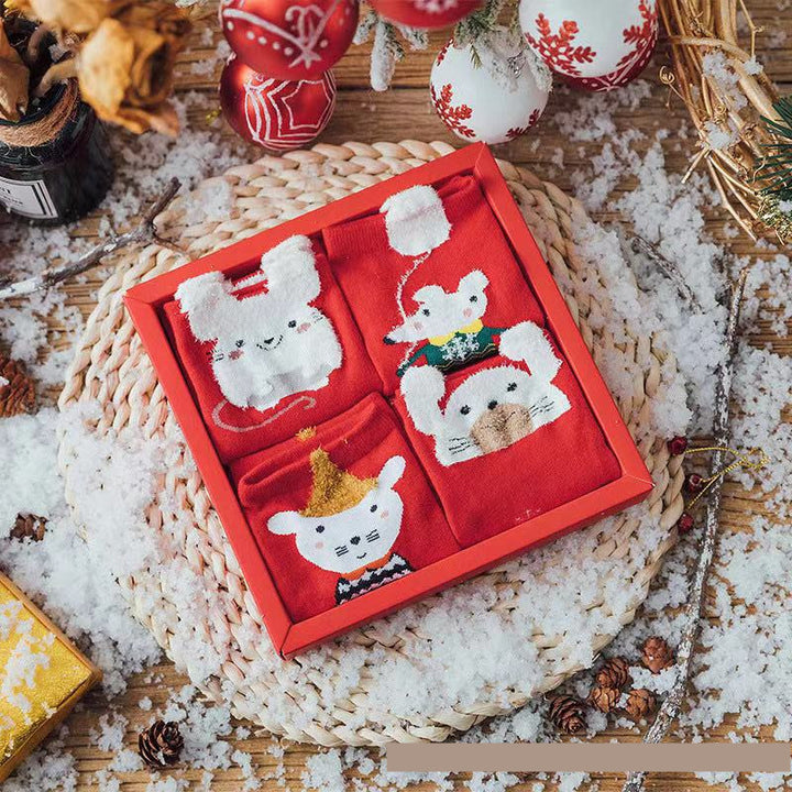 New Year And Christmas Present In Tube Animal Socks by 253444