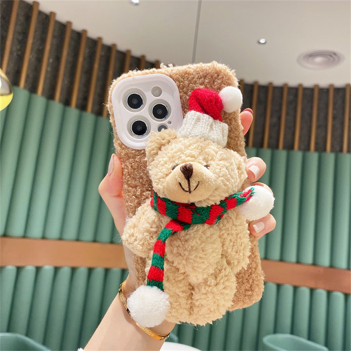 Capa de Telefone Urso Pelúcia Natal em TPU iPhone Bonita