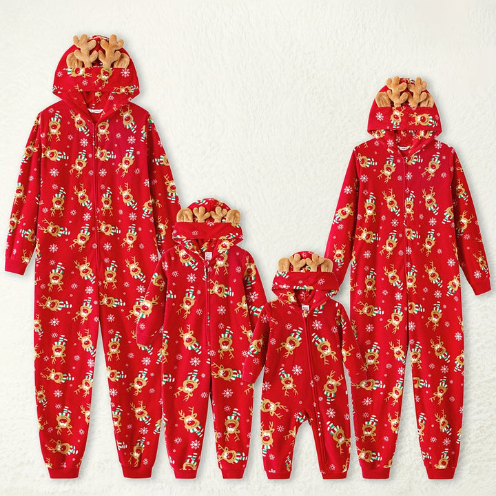 PatPat Kit Onesies Familiares Inverno Capuz 3D Veado