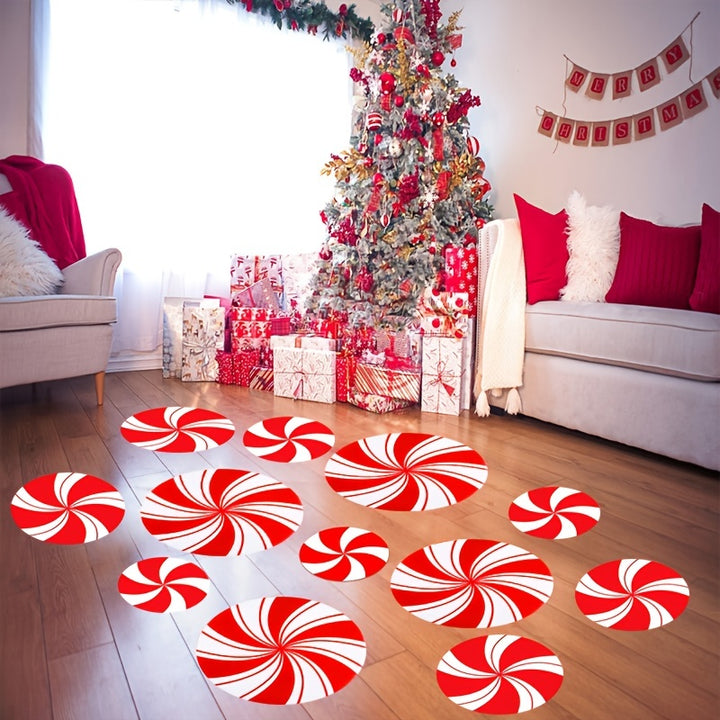 Adesivos Vermelhos De Doce Natal Decoração Festiva Casa 12