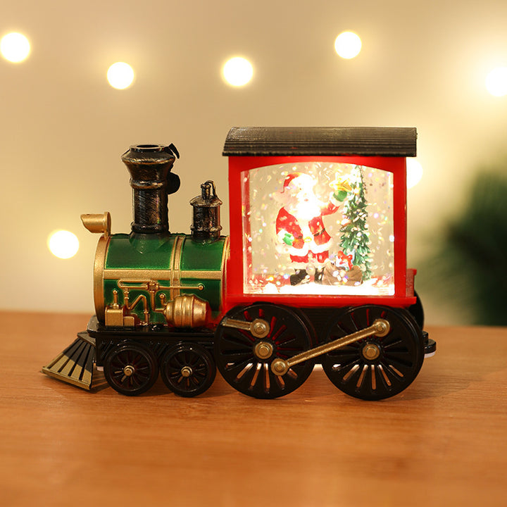 New Christmas Decoration Santa Claus Water Injection Brush Gold Train Decoration Small Night Lamp Christmas Gift by 253444