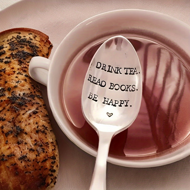 Caneca De Aço Inoxidável Gravada Beba Chá Leitores Feliz