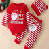 Conjunto Bebê Natal 3 Peças Casual Com Boné Papai Noel