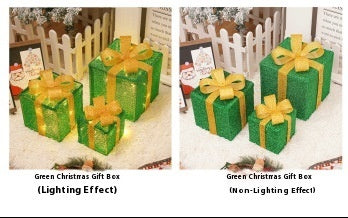 Led Christmas Gift Box Three-piece Set Lighting Chain Scene Layout Decorative Lights by 253444