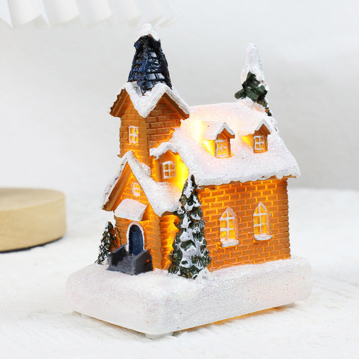 Christmas Decorations Resin Small House Luminous Ornaments by 253444