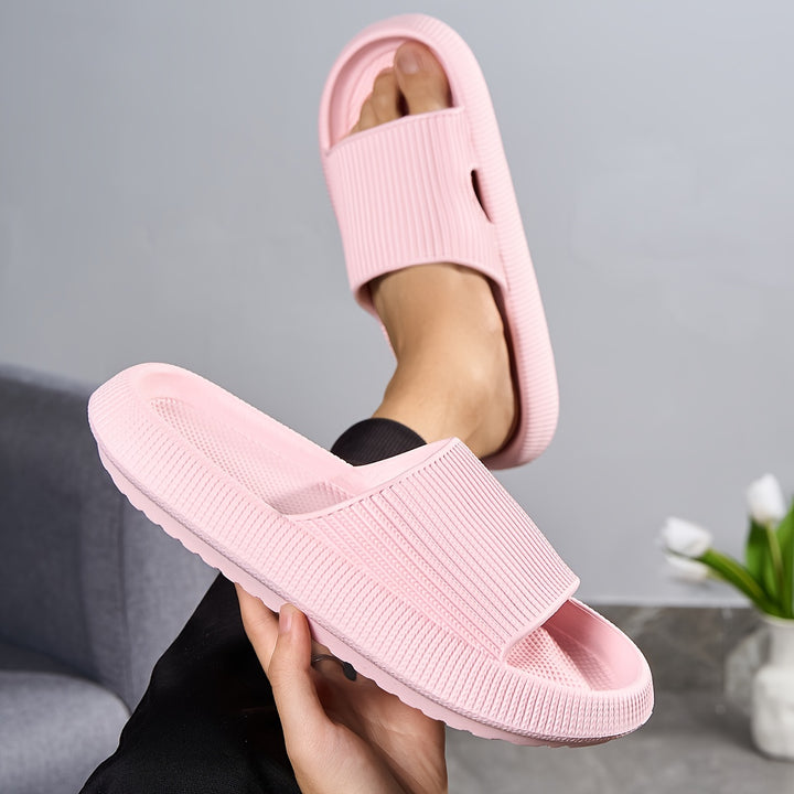 Women's Solid Color Flat Slides, Slip On Soft-sole Minimalist Shoes, Comfy & Casual Summer Light Shoes by Casa Perfeita