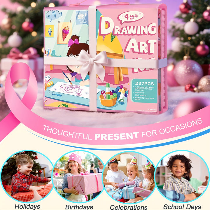Kit De Arte Infantil 237 Peças Com Lousa Dupla Não Tóxico