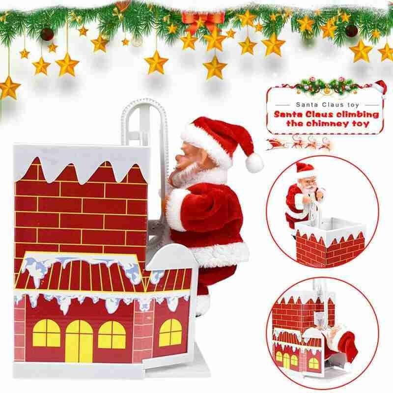 Electric Climbing Chimney Santa Claus Christmas Decoration Figurine Ornament Family New Year Party Santa Claus New Year Gift by 253444