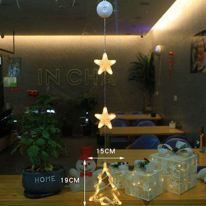 Christmas 3pcs LED Light Star Xmas Tree Hanging Sucker Lamp Window Ornaments Decoration For Home Xmas Navidad New Year Decor Christmas Decorations by 253444