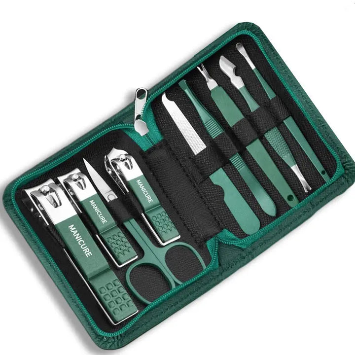 Kit Profissional de Cuidados com as Unhas – 7/10/12/18 Peças em Aço Inoxidável com Estojo de Viagem