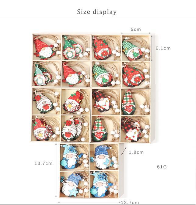 Christmas Faceless Doll Wooden Pendant Decoration Set by 253444