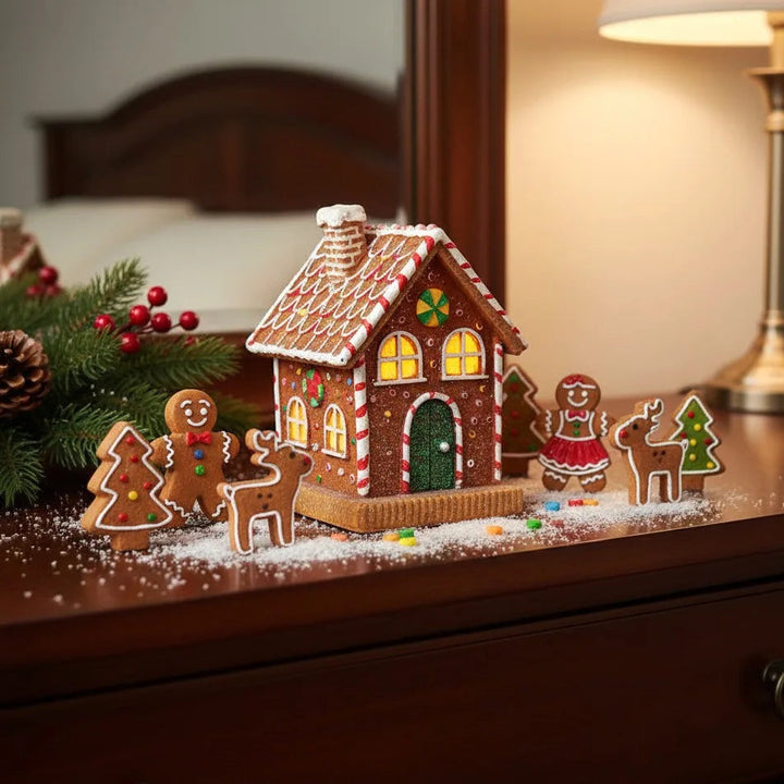 Pão de Gengibre Natal Aldeia Árvore Ornamento Decorativo