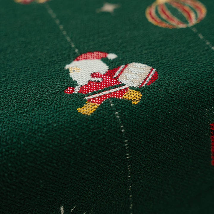 Rustic Polyester Blend Christmas Table Runner, Rectangular with Tassel, Festive Christmas Ball & Santa Pattern, Dotted Design, Holiday Party Dining Decor, for Home Kitchen & Dining Room by Casa Perfeita