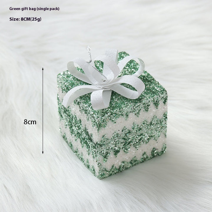 Bolas de Natal Verde Escuro Flocadas Pendentes Decorativas