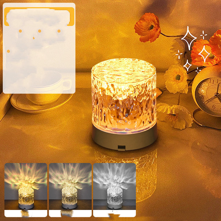Crystal Lamp Water Ripple Projector Night Light Decoration Home Houses Bedroom Aesthetic Atmosphere Holiday Gift Sunset Lights Home Decor by 253444