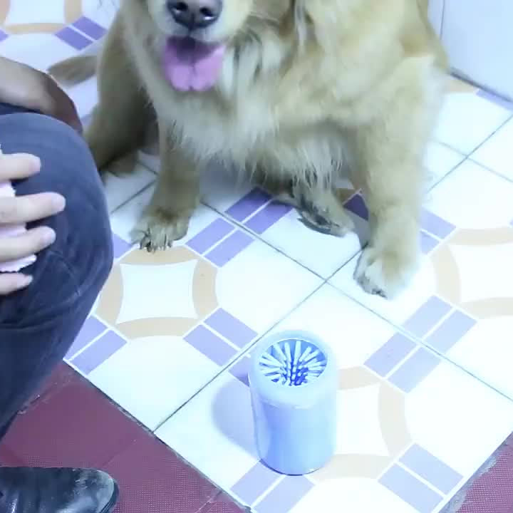 Portable Silicone Pet Paw Cleaner Cup for Dogs & Cats - Soft Bristle Brush, Non-Electric, PP Material, Blue - Ideal for Keeping Your Pet's Paws Clean Indoors, Dog Paw Cleaner by Casa Perfeita