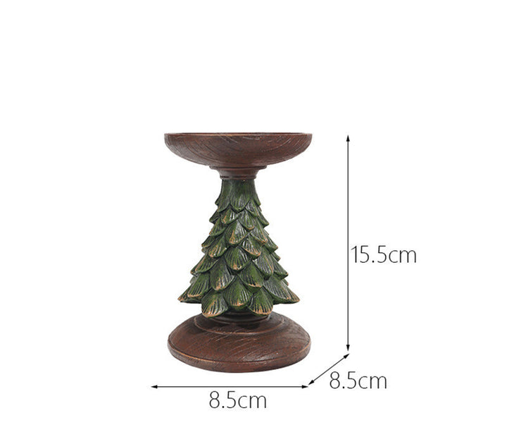 Resin Wooden Christmas Tree Candle Holder Base Figurine Christmas Decorations Candlestick Craft Home Living Room Decor by 253444