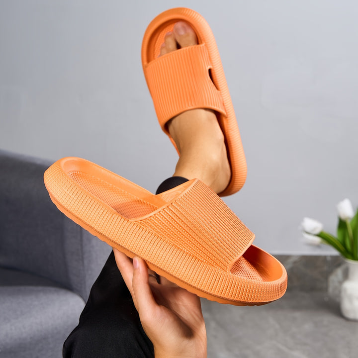 Women's Solid Color Flat Slides, Slip On Soft-sole Minimalist Shoes, Comfy & Casual Summer Light Shoes by Casa Perfeita