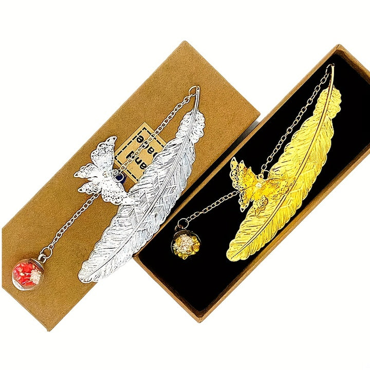 Marcador De Livro Chinês Em Cobre Penas Borboleta Leitores