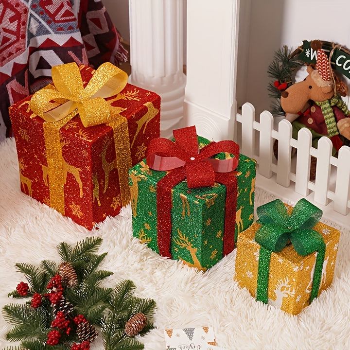 Conjunto 3 Caixas de Presente Luminosas de Natal para Casa by Casa Perfeita