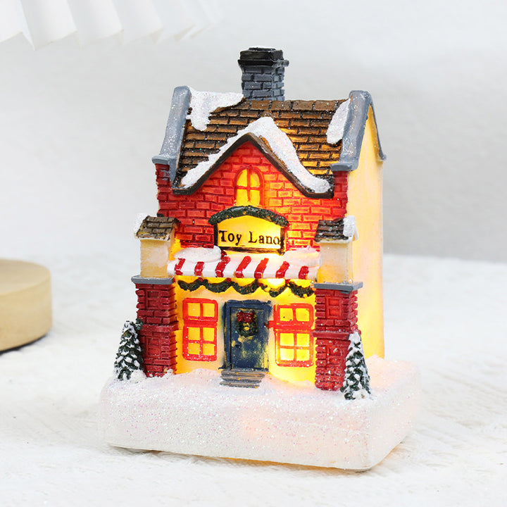Christmas Decorations Resin Small House Luminous Ornaments by 253444